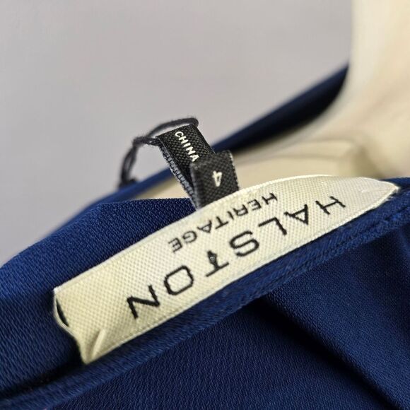 Halston Heritage Size 4 Deep Blue Dress R9 - Picture 4 of 4